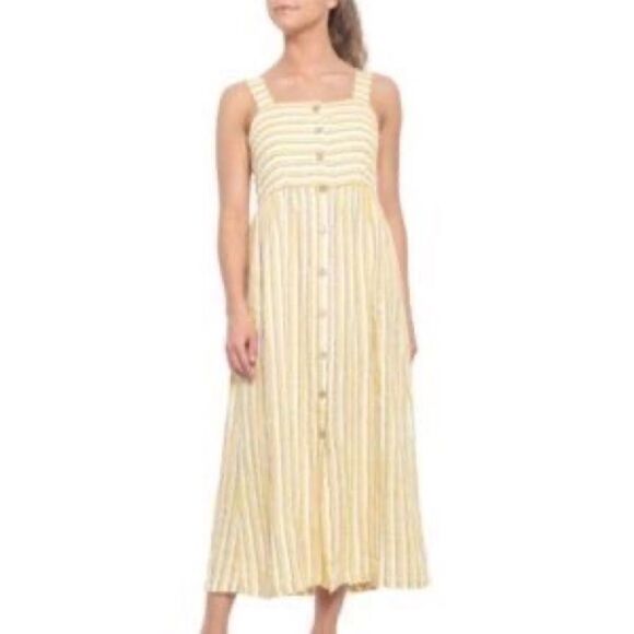 Rachel Zoe 100% Linen Yellow Stripe Dress- New with Tags - Picture 1 of 11